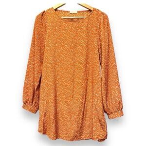 Everly Dress Womens Small‎ Cottagecore Boho Lined 3/4 Sleeve Shift Knee Length